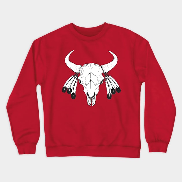 Bison Skull 2 Crewneck Sweatshirt by Brightfeather